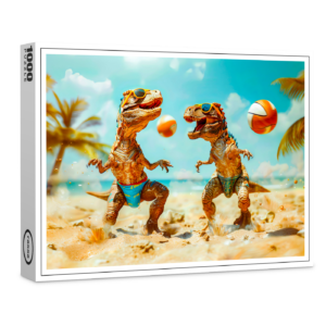 raxxa Premium-Puzzle: T-Rexes Playing Ball on Beach