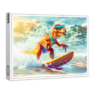 raxxa Premium-Puzzle: Dinosaur Surfing Big Wave