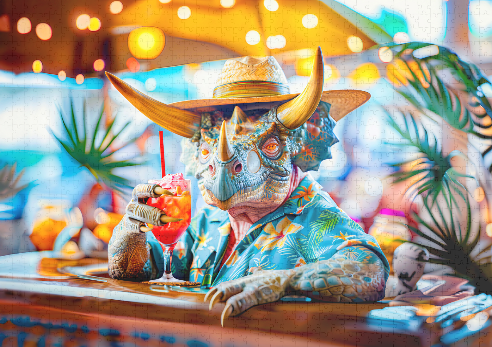 raxxa Premium-Puzzle: Dino at Tropical Cocktail Bar – Bild 2