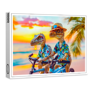 raxxa Premium-Puzzle: Dinosaurs Biking at Sunset