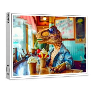 raxxa Premium-Puzzle: Dino with Ice Cream at Café