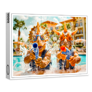 raxxa Premium-Puzzle: Dinosaurs Water Fight on Beach