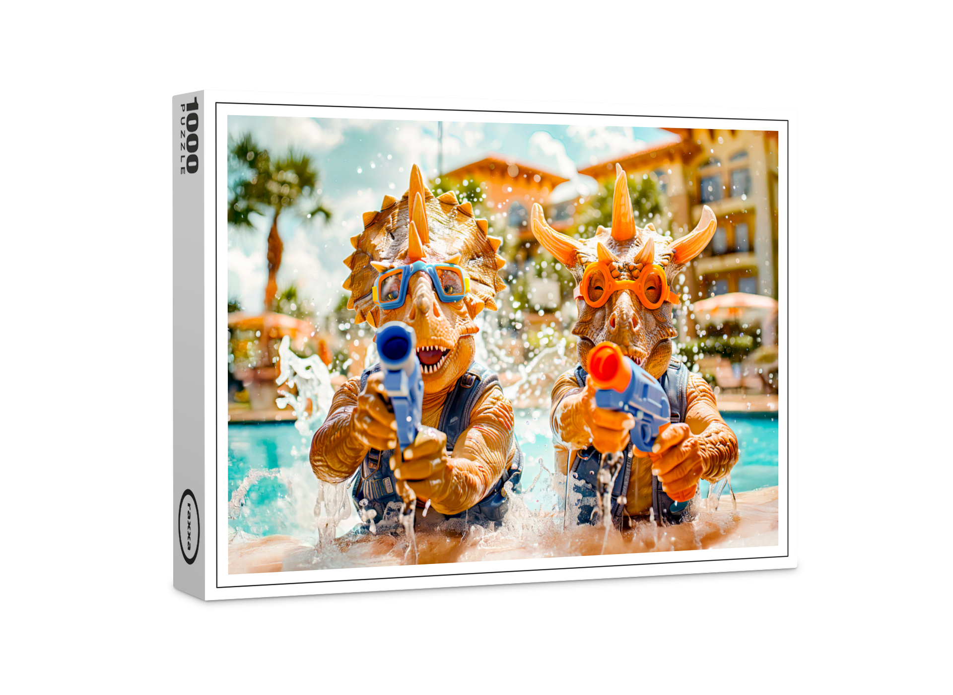 raxxa Premium-Puzzle: Dinosaurs Water Fight on Beach