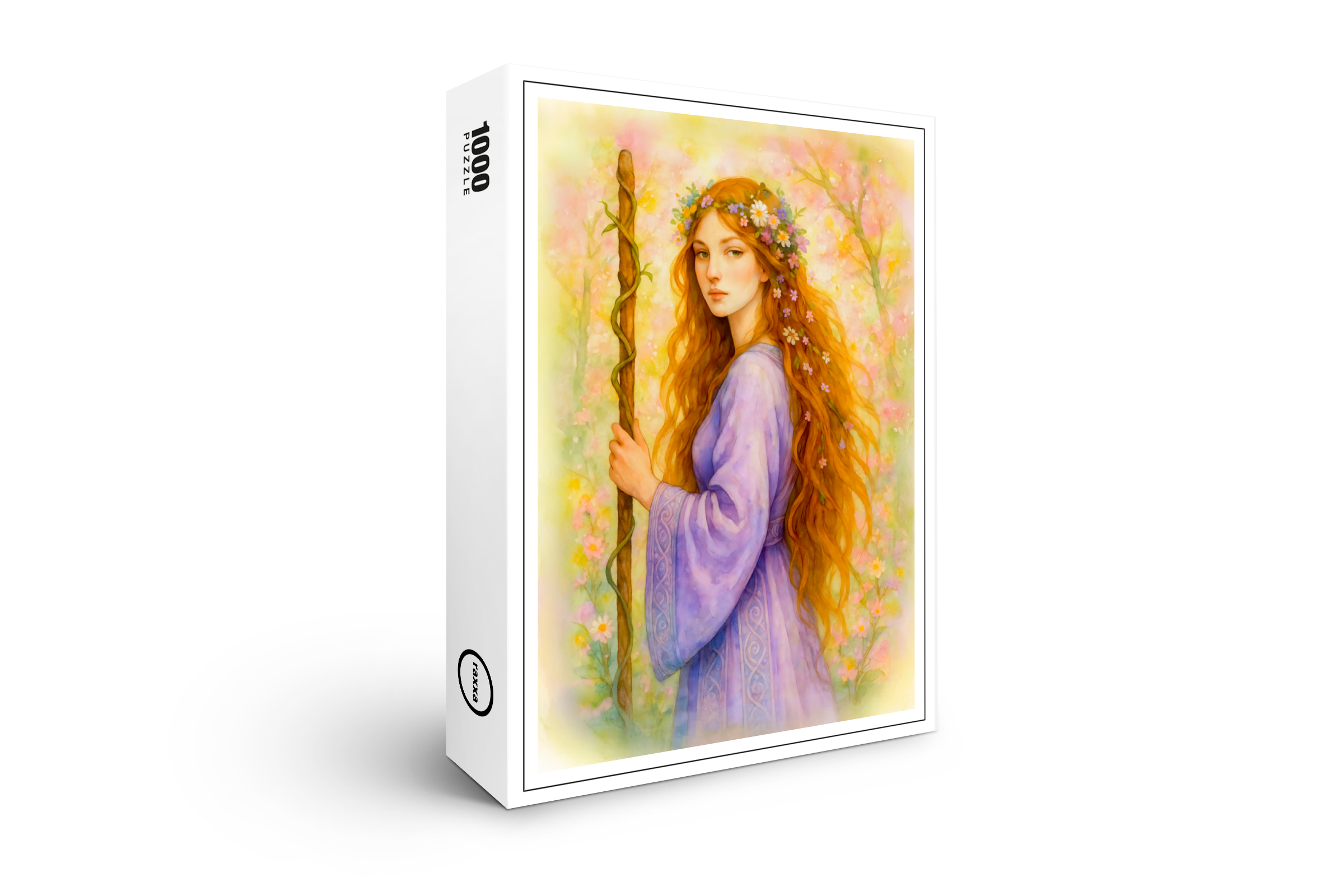 raxxa Premium-Puzzle: Celtic druidess with violet robe and staff