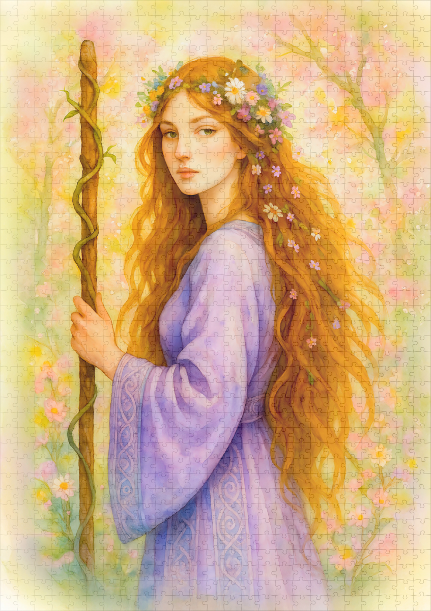 raxxa Premium-Puzzle: Celtic druidess with violet robe and staff - immagine 2