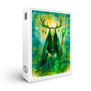 raxxa Premium-Puzzle: Mysterious Celtic druidess with antler mask