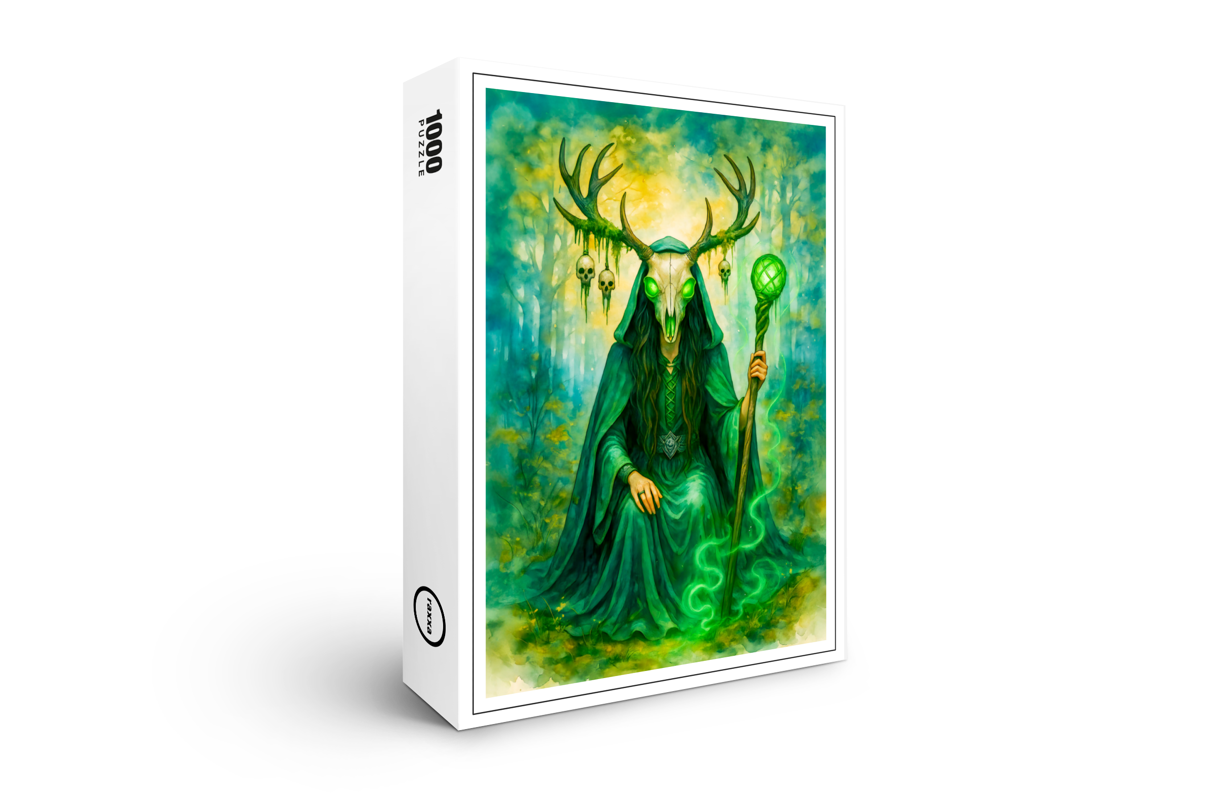 raxxa Premium-Puzzle: Mysterious Celtic druidess with antler mask