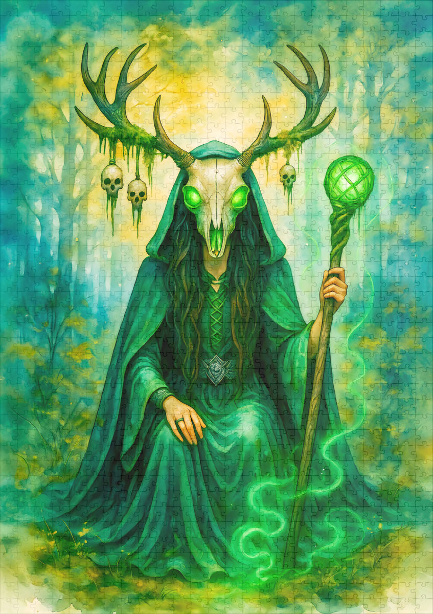 raxxa Premium-Puzzle: Mysterious Celtic druidess with antler mask – Bild 2