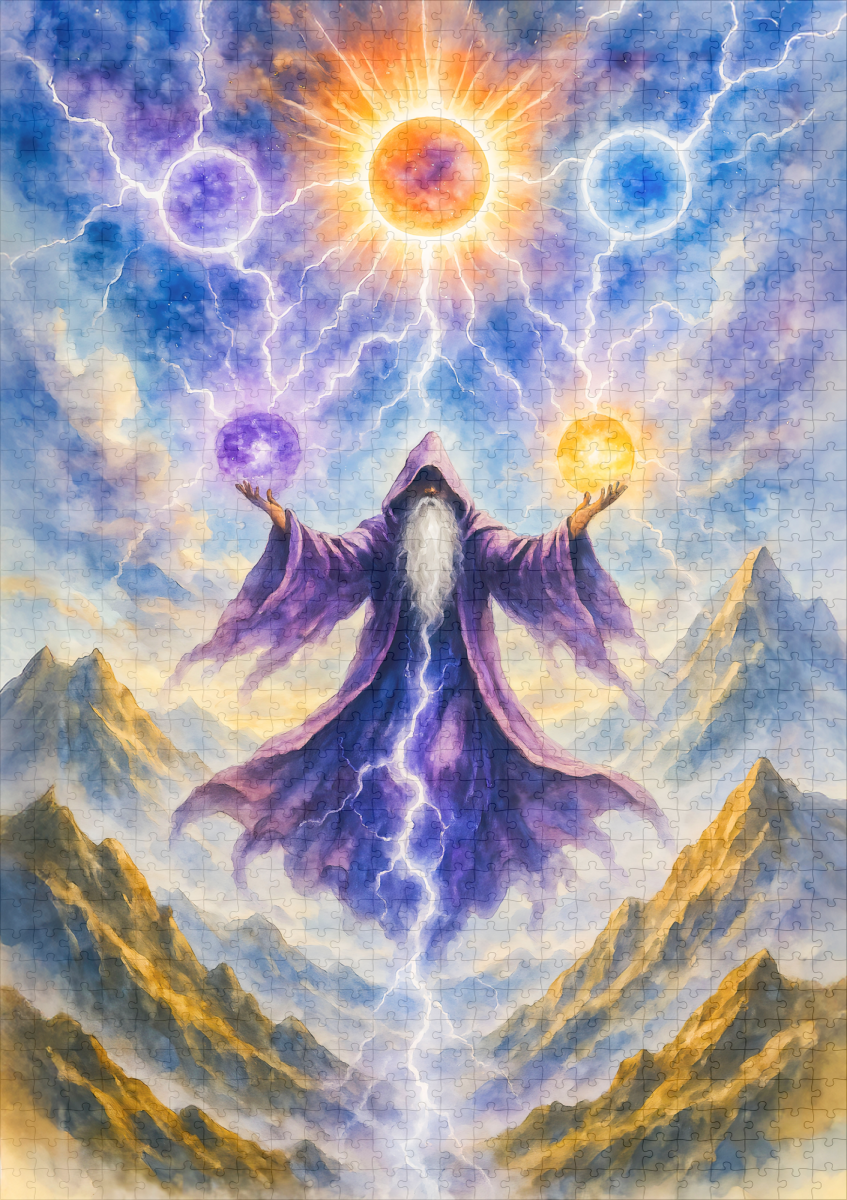 raxxa Premium-Puzzle: Celtic druid summoning elemental powers - immagine 2