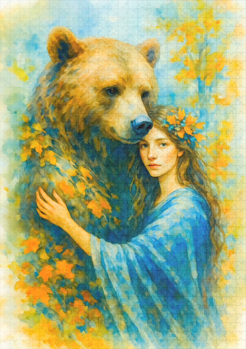 raxxa Premium-Puzzle: Celtic druidess with spirit bear - immagine 2
