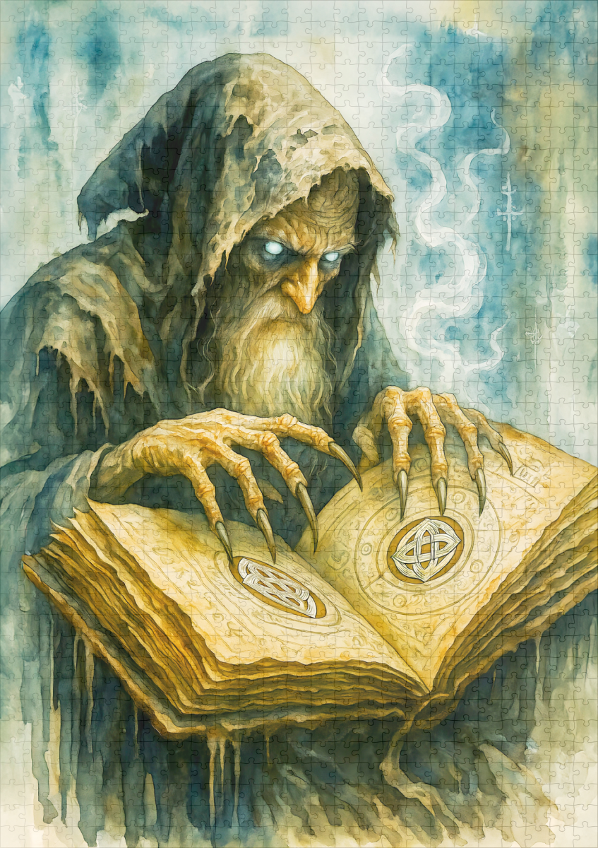 raxxa Premium-Puzzle: Dark Celtic druid with spellbook and claws - immagine 2
