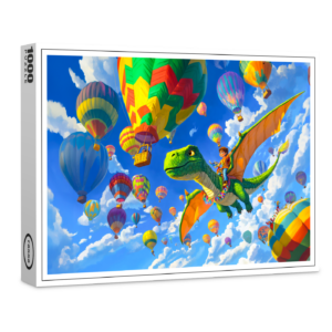 raxxa Premium-Puzzle: Anime boy flying dinosaur dragon and balloons