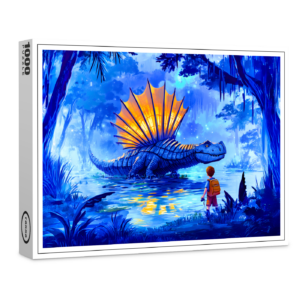 raxxa Premium-Puzzle: Anime boy photographing swamp dinosaur