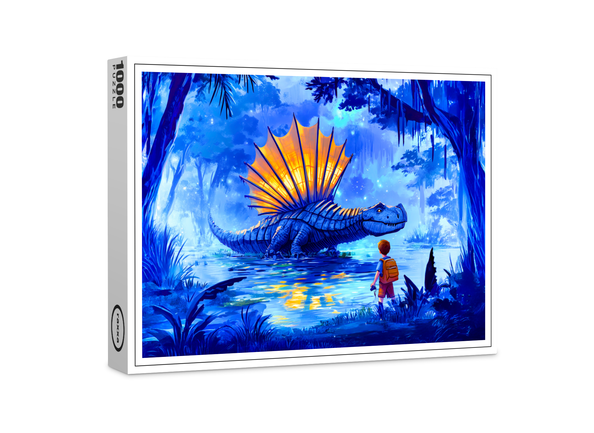 raxxa Premium-Puzzle: Anime boy photographing swamp dinosaur