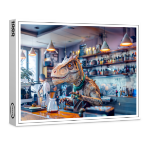 raxxa Premium-Puzzle: Dinosaur Barista in a Modern Café