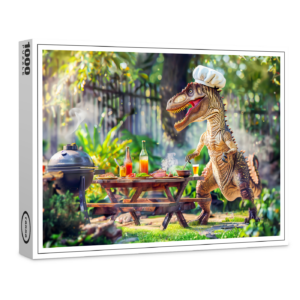 raxxa Premium-Puzzle: Dinosaur Chef at a Garden BBQ