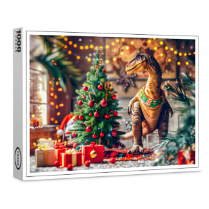 raxxa Premium-Puzzle: T-Rex Celebrating Christmas by Tree