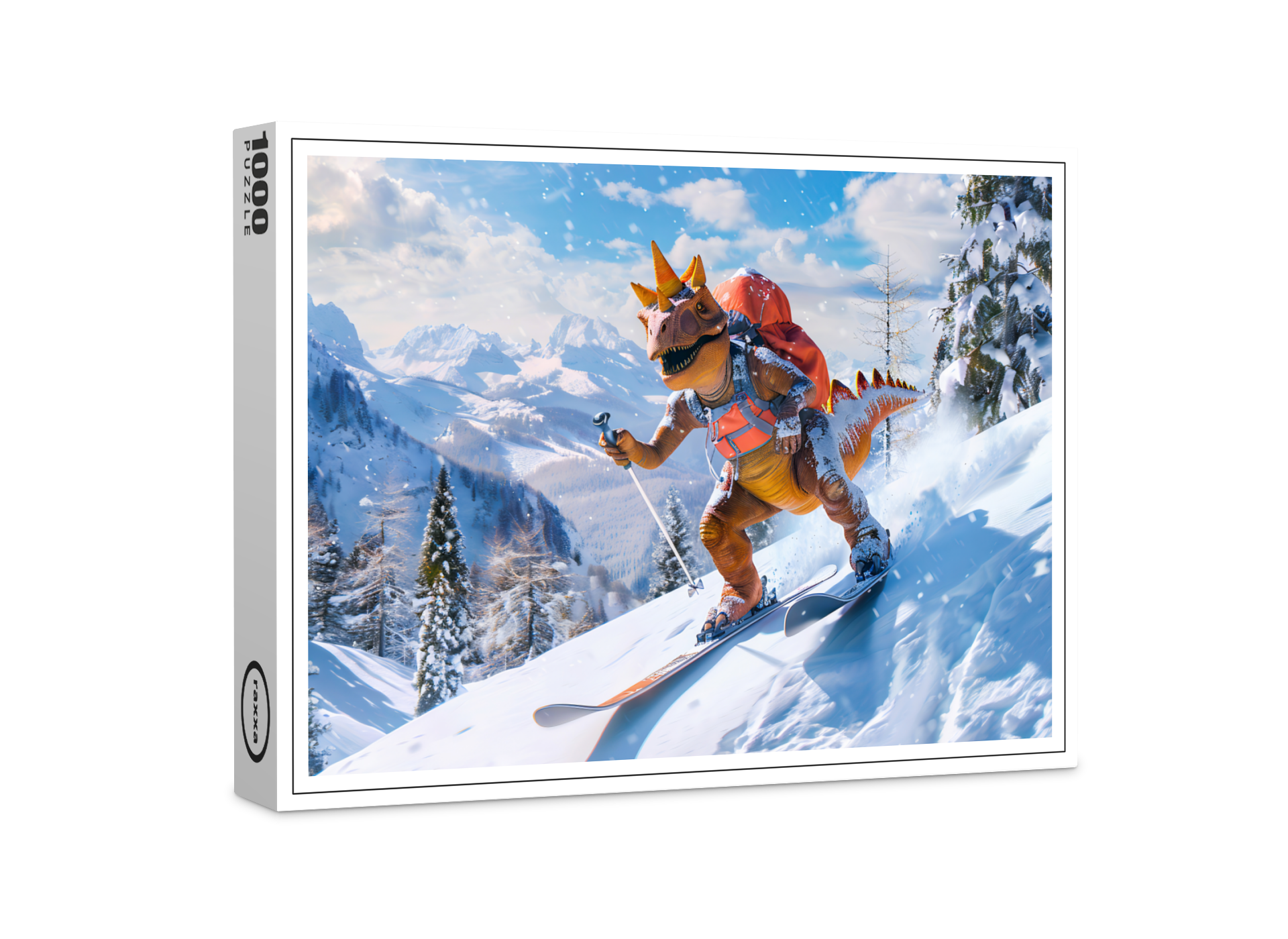 raxxa Premium-Puzzle: Dino Ski Adventure in the Alps