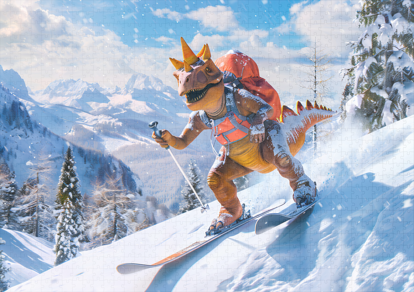 raxxa Premium-Puzzle: Dino Ski Adventure in the Alps - Imagen 2