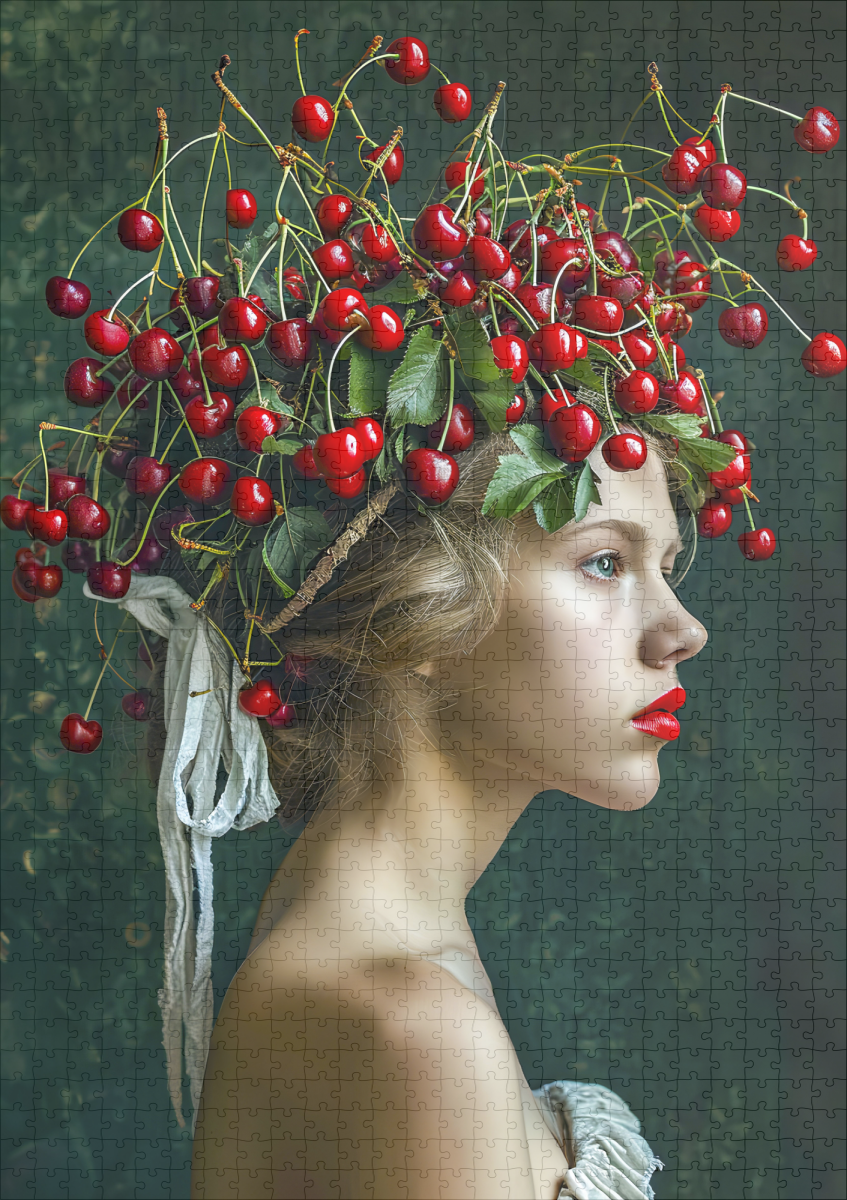raxxa Premium-Puzzle: Red Cherry Crown Romantic Portrait - Imagen 2