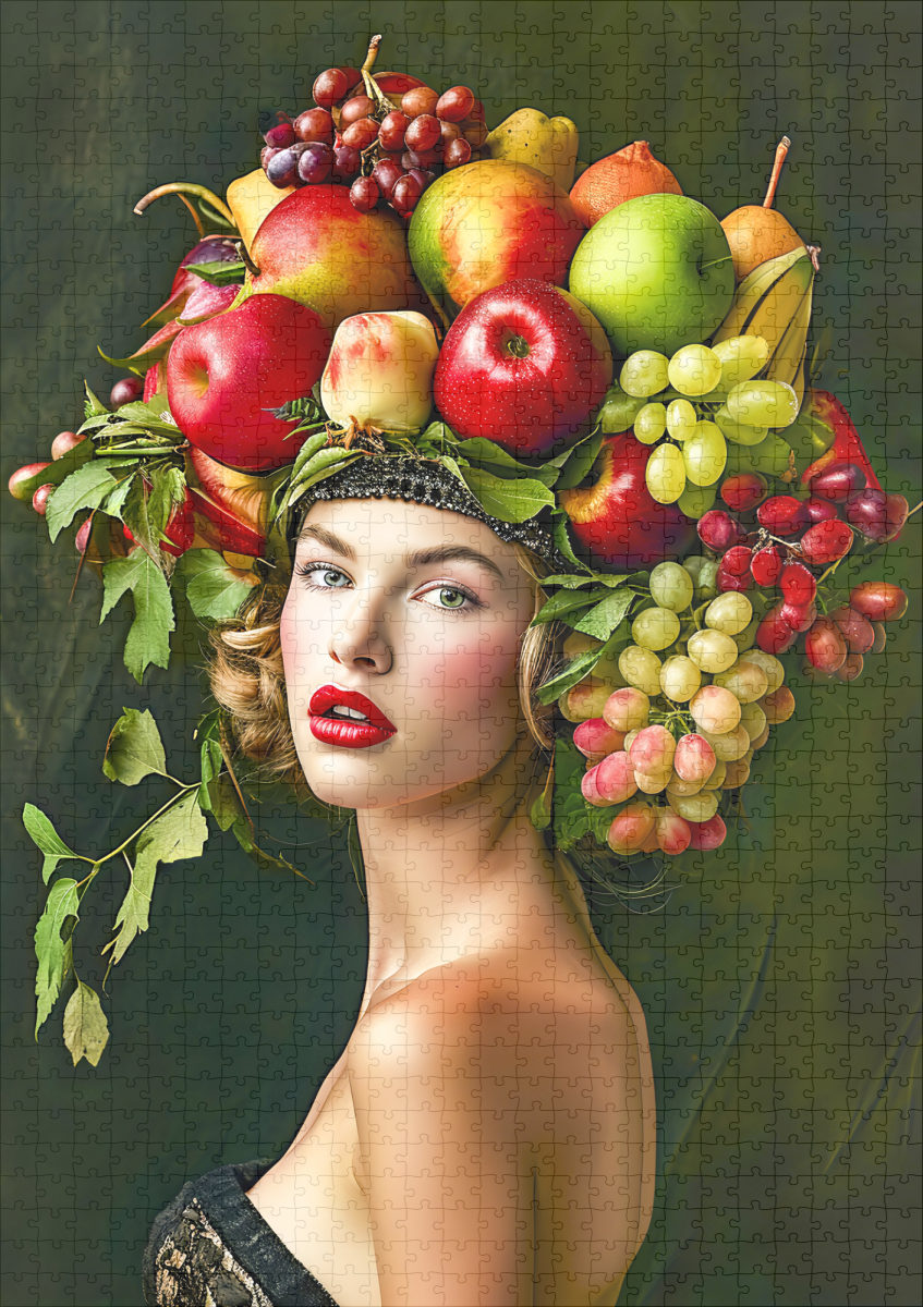 raxxa Premium-Puzzle: Elegant Woman with Apple Fruit Hat - immagine 2