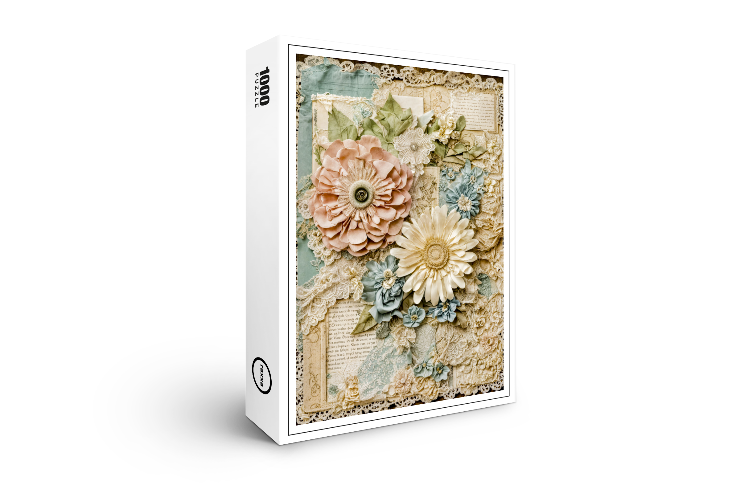 raxxa Premium-Puzzle: Vintage floral collage with layered textures
