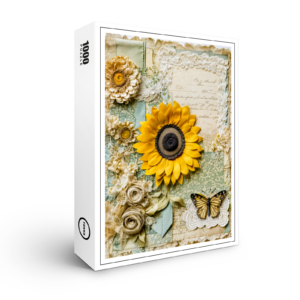 raxxa Premium-Puzzle: Shabby chic Sunflower with Butterfly
