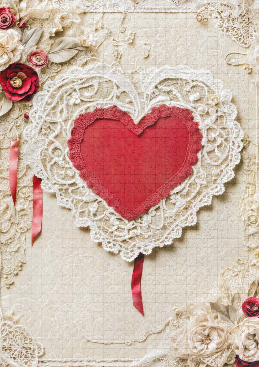 raxxa Premium-Puzzle: Shabby Chic Heart with Lace – Bild 2