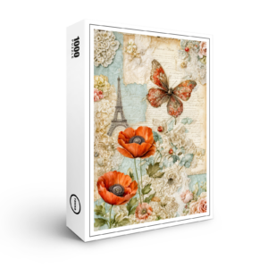 raxxa Premium-Puzzle: Poppies and Butterfly with Eiffel Tower