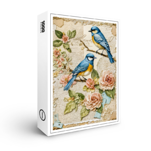 raxxa Premium-Puzzle: Bluebirds with Roses