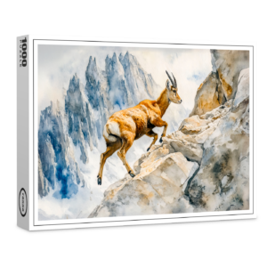 raxxa Premium-Puzzle: Ibex in the Alps watercolor painting