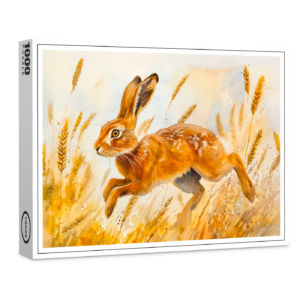 raxxa Premium-Puzzle: Hare in a cornfield watercolor painting