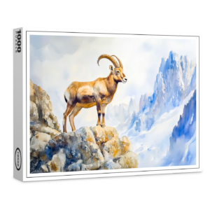 raxxa Premium-Puzzle: Ibex in the Alps watercolor painting
