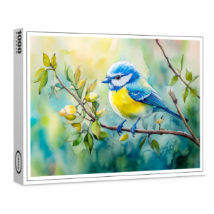 raxxa Premium-Puzzle: Blue tit on a branch watercolor painting