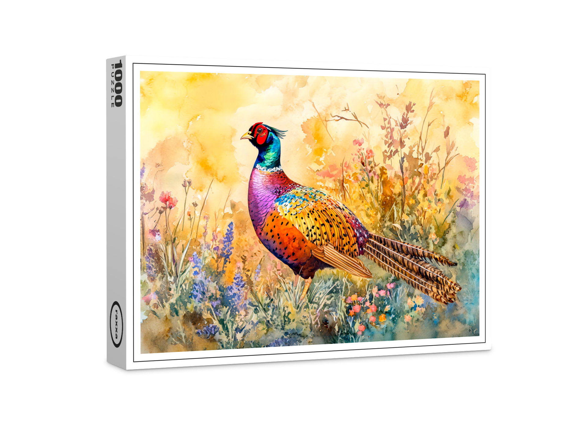 raxxa Premium-Puzzle: Pheasant on a meadow watercolor painting