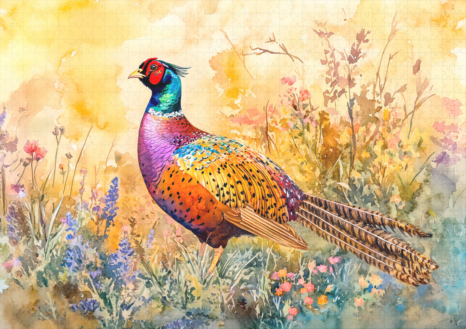 raxxa Premium-Puzzle: Pheasant on a meadow watercolor painting - Image 2