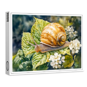 raxxa Premium-Puzzle: Snail on dogwood bush watercolor painting