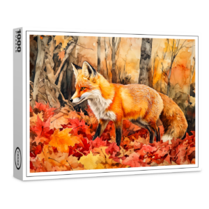 raxxa Premium-Puzzle: Fox in autumn forest watercolor painting