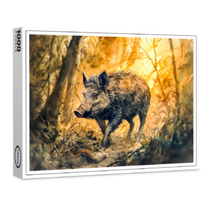 raxxa Premium-Puzzle: Wild boar in forest watercolor painting