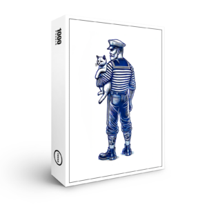 raxxa Premium-Puzzle: Vintage Illustration of a Sailor Holding a Cat