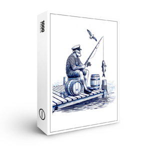 raxxa Premium-Puzzle: Vintage Illustration of a Sailor Sitting on a Pier Fishing