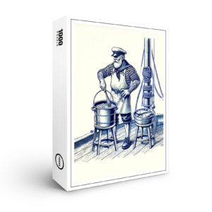 raxxa Premium-Puzzle: Vintage Illustration of a Sailor Cooking Fish Soup