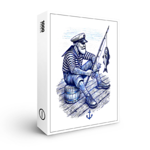 raxxa Premium-Puzzle: Vintage Illustration of a Nostalgic Sailor Fishing