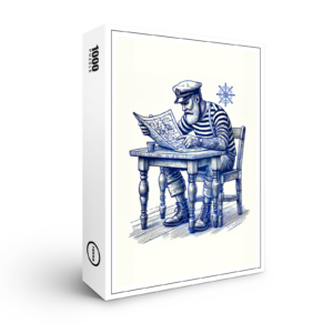 raxxa Premium-Puzzle: Vintage Illustration of a Sailor Reading a Newspaper at the Table