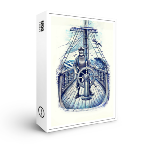raxxa Premium-Puzzle: Vintage Illustration of a Sailor at the Helm of a Sailing Ship