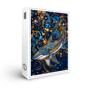 raxxa Premium-Puzzle: Shark in Aborigine Dot Art Style