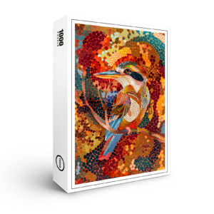 raxxa Premium-Puzzle: Kookaburra in Aborigine Dot Art Style