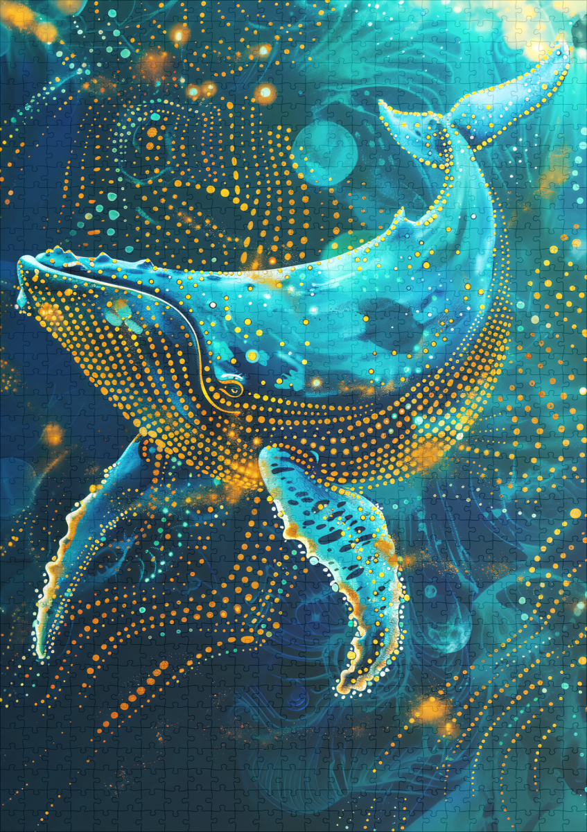 raxxa Premium-Puzzle: Whale in Aborigine Dot Art Style - immagine 2