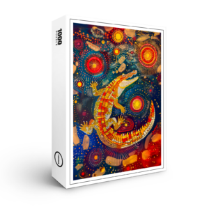 raxxa Premium-Puzzle: Crocodile in Aborigine Dot Art Style