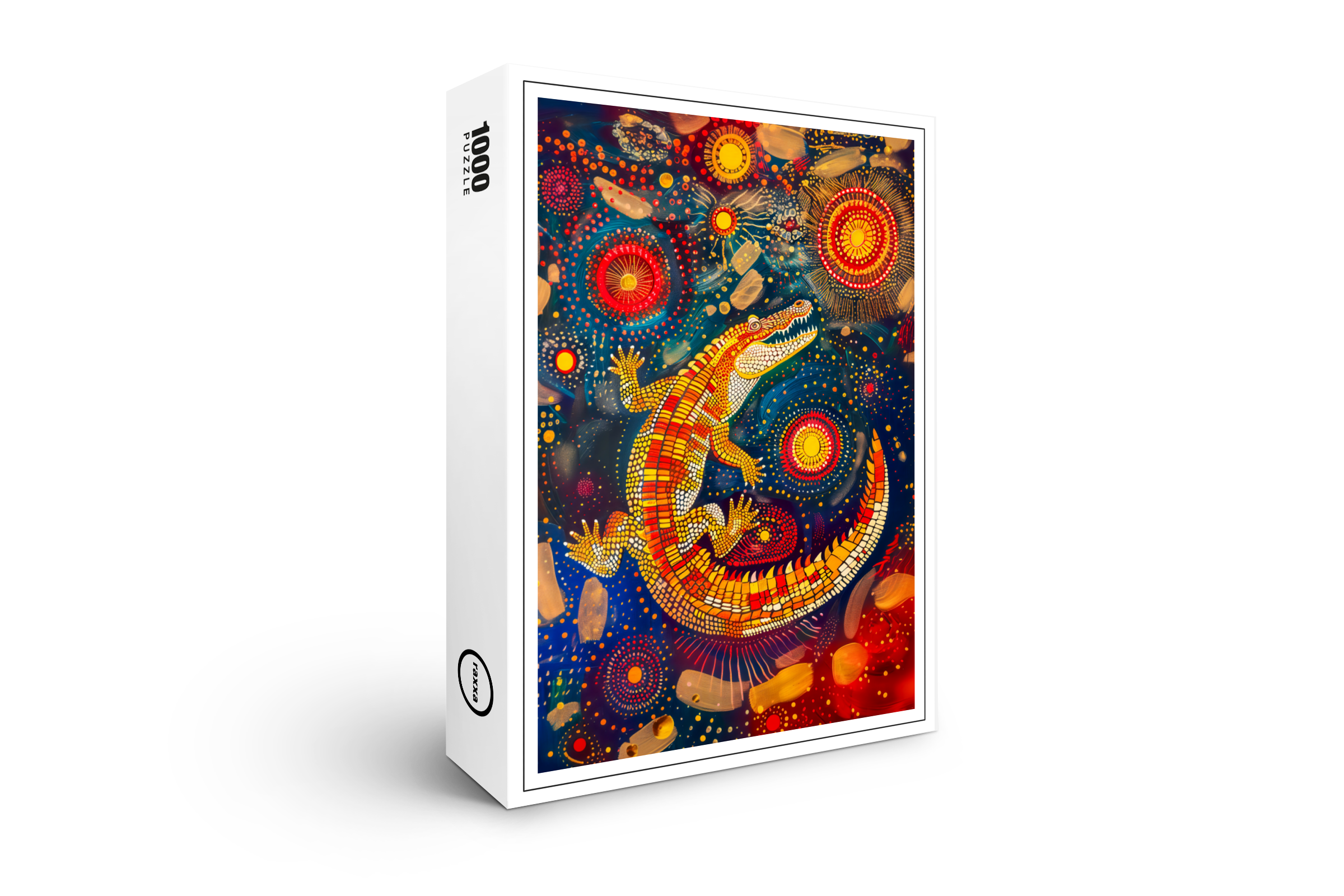 raxxa Premium-Puzzle: Crocodile in Aborigine Dot Art Style